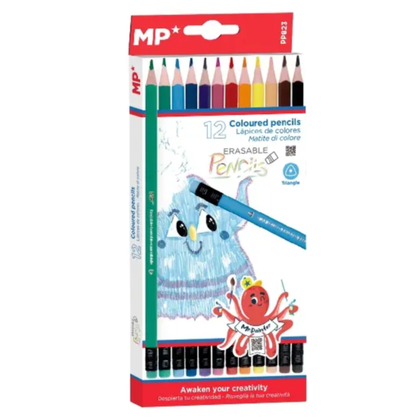 Lápices de colores con goma de borrar 12 uds.